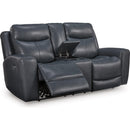  Manufacturer Color_Admiral  -- Signature Design by Ashley Next Move Power Reclining Leather Match Loveseat with Console IMAGE 1