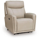  Manufacturer Color_Bone  -- Signature Design by Ashley Pincara Power Leather Match Recliner IMAGE 1