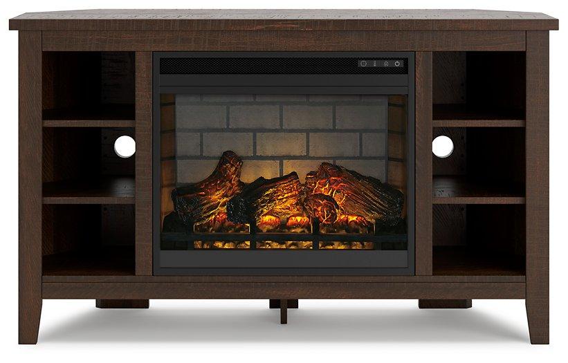 Camiburg Corner TV Stand with Electric Fireplace