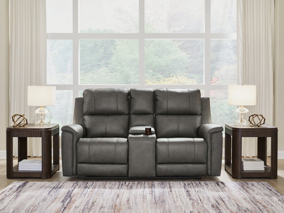 Bleckley Power Reclining Loveseat with Console - Atchison Furniture Company (Atchison, KS)