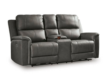 Bleckley Power Reclining Loveseat with Console - Atchison Furniture Company (Atchison, KS)