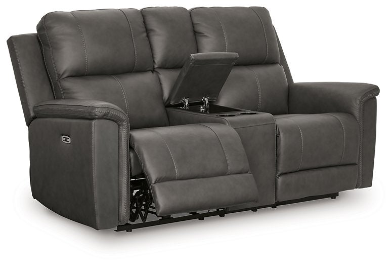 Bleckley Power Reclining Loveseat with Console - Atchison Furniture Company (Atchison, KS)