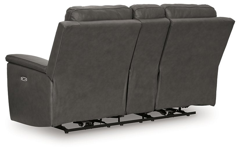Bleckley Power Reclining Loveseat with Console - Atchison Furniture Company (Atchison, KS)