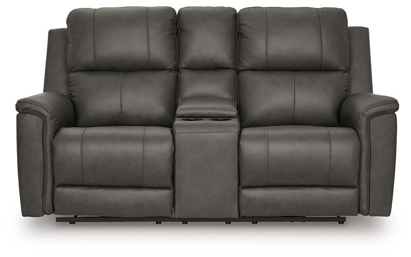 Bleckley Power Reclining Loveseat with Console - Atchison Furniture Company (Atchison, KS)