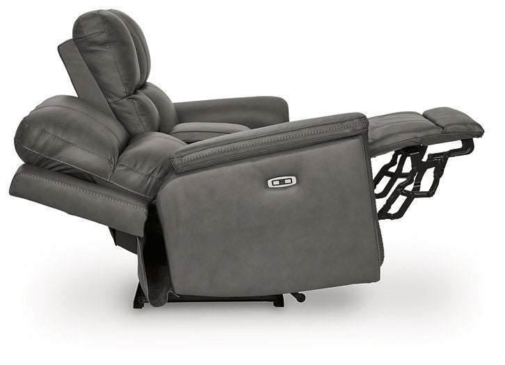 Bleckley Power Reclining Loveseat with Console - Atchison Furniture Company (Atchison, KS)