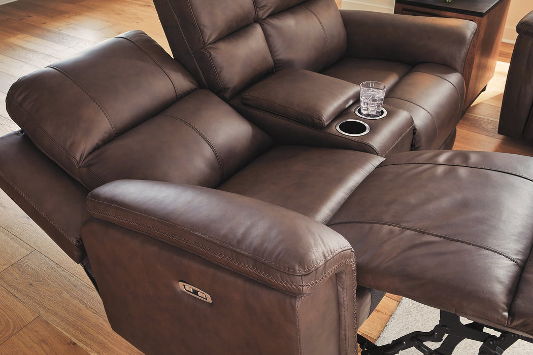 Bleckley Power Reclining Loveseat with Console - Atchison Furniture Company (Atchison, KS)