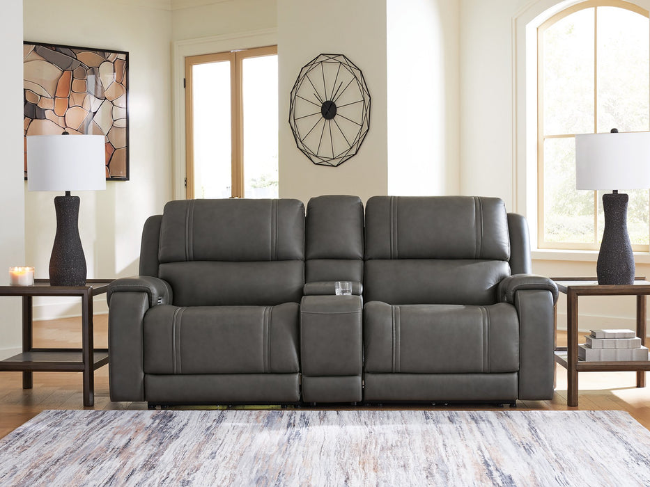 5Z - Pittson Power Reclining Sectional Loveseat with Console - Atchison Furniture Company (Atchison, KS)