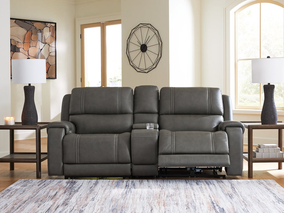 5Z - Pittson Power Reclining Sectional Loveseat with Console - Atchison Furniture Company (Atchison, KS)