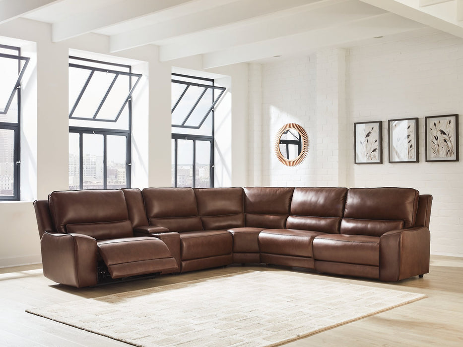 DeepWakes Reclining Sectional with Storage Console - Atchison Furniture Company (Atchison, KS)